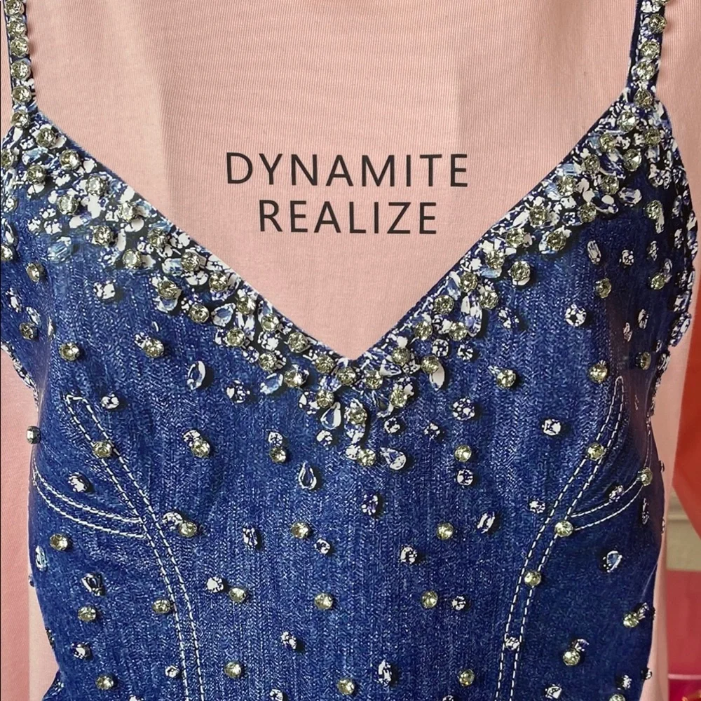 Rhinestone Denim Illusion Tee - Picture 3 of 7